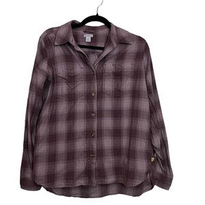 Carhartt Purple Gray Flannel Button Down Long Sleeve Size S Women
